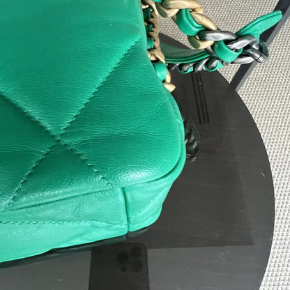 C19 Medium 19 Bag Quilted Goatskin Green Two-Tone Hardware Series 30