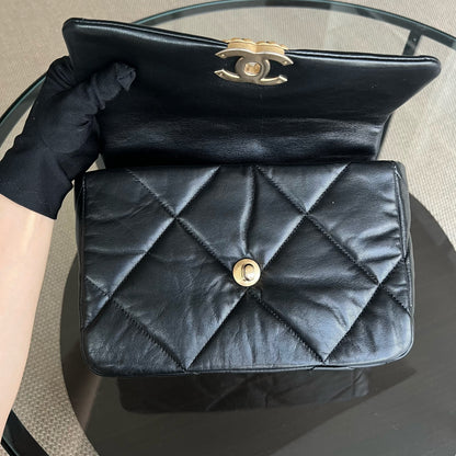 C19 Small 19 Bag Quilted Goatskin Black Two-Tone Hardware Series 30