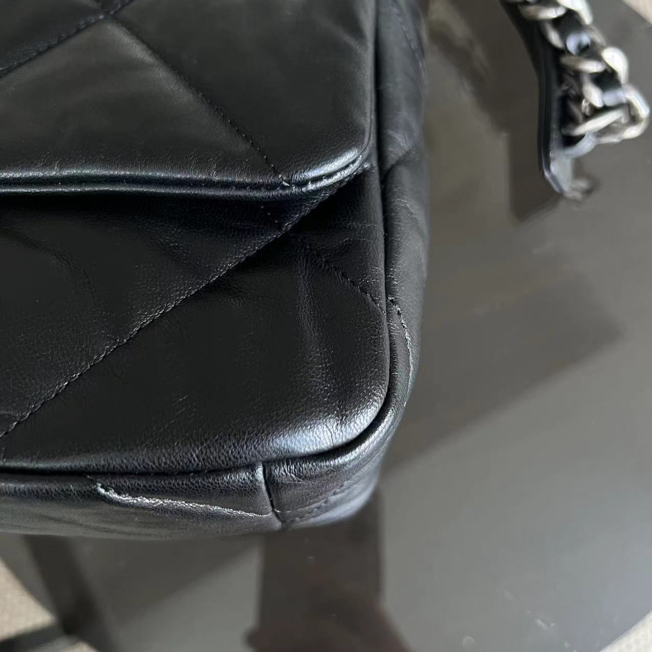 C19 Small 19 Bag Quilted Goatskin Black Two-Tone Hardware Series 30