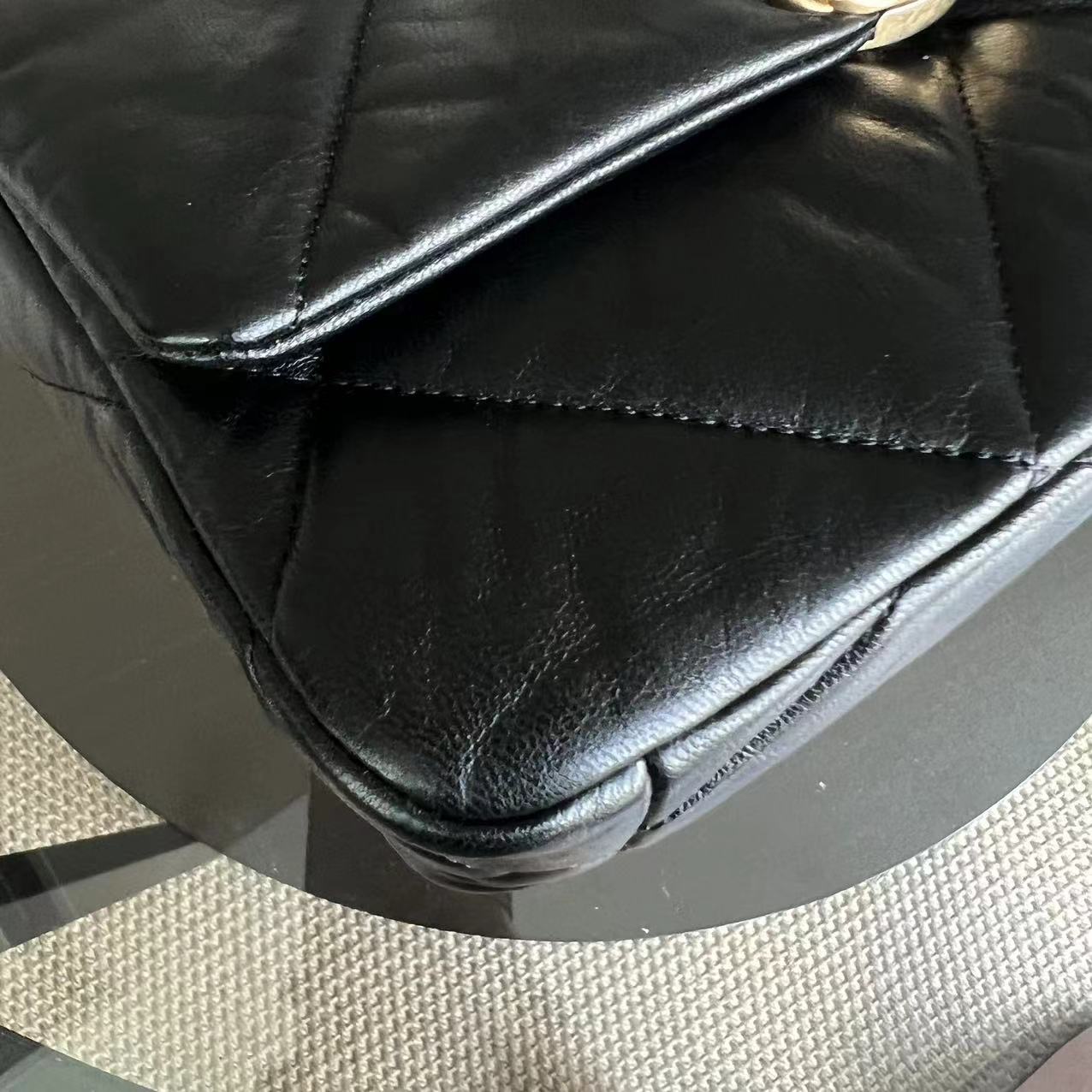 C19 Small 19 Bag Quilted Goatskin Black Two-Tone Hardware Series 30