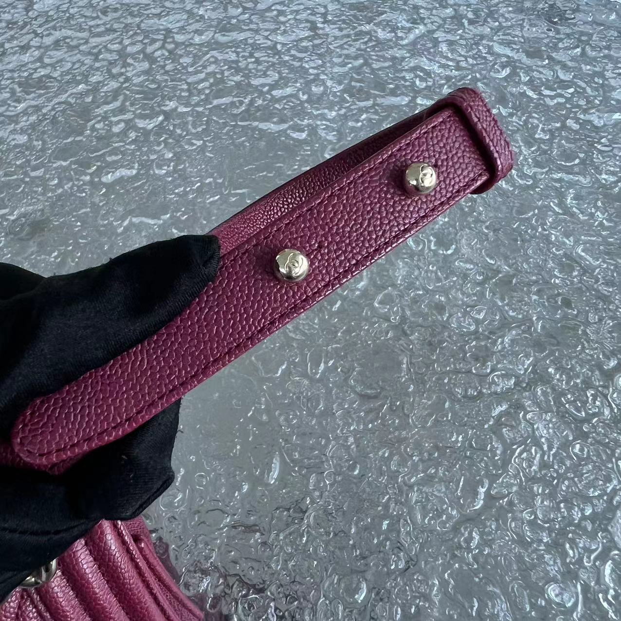 Caivar Boy Small Chevron Calfskin Burgundy Dark Red GHW No 24