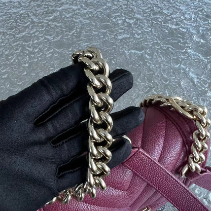 Caivar Boy Small Chevron Calfskin Burgundy Dark Red GHW No 24