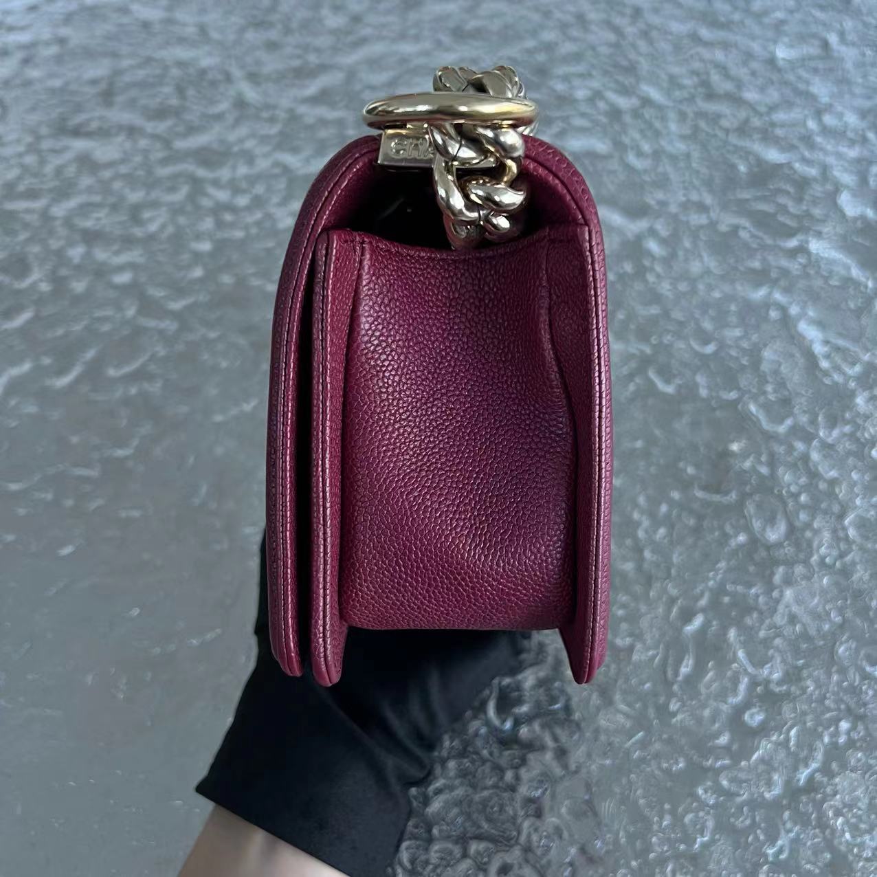 Caivar Boy Small Chevron Calfskin Burgundy Dark Red GHW No 24