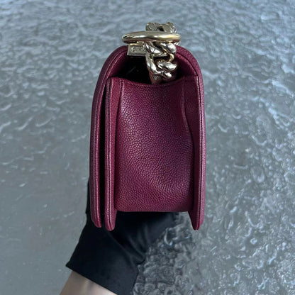 Caivar Boy Small Chevron Calfskin Burgundy Dark Red GHW No 24