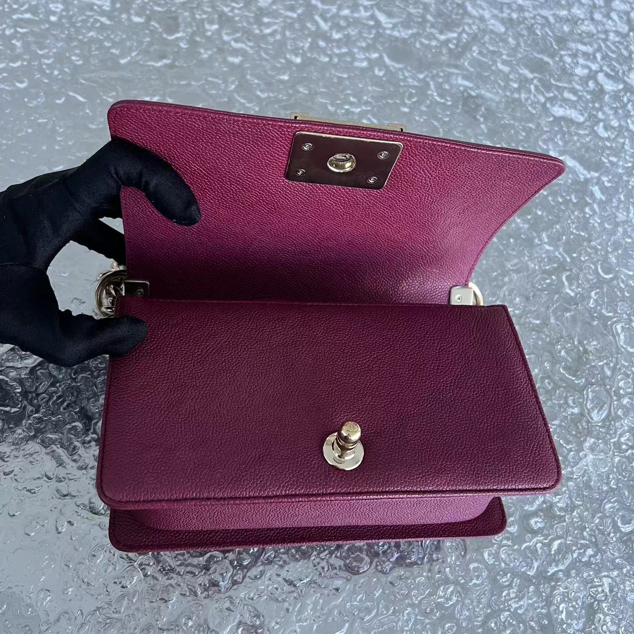 Caivar Boy Small Chevron Calfskin Burgundy Dark Red GHW No 24