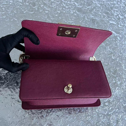 Caivar Boy Small Chevron Calfskin Burgundy Dark Red GHW No 24