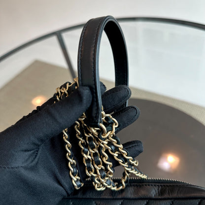 Chanel Camera Bag - Chevron Calfskin Small Black Shoulder Bag Series 21