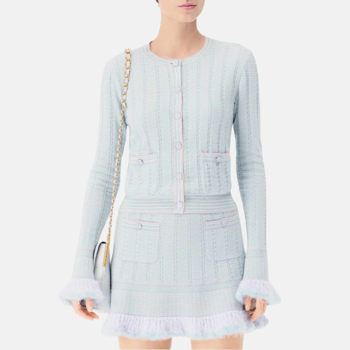 Cardigan in Cashmere, Cotton and Feathers