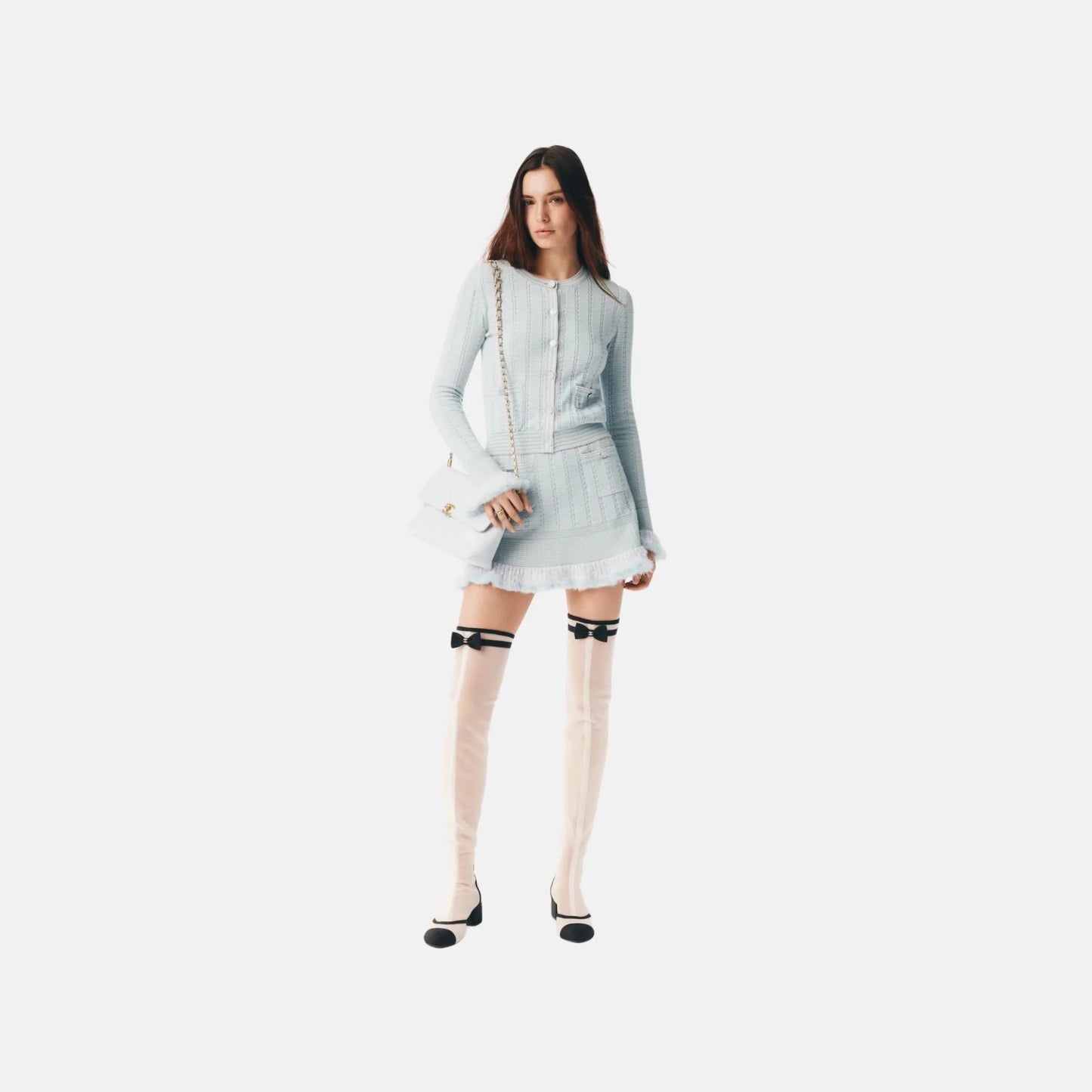 Cardigan in Cashmere, Cotton and Feathers