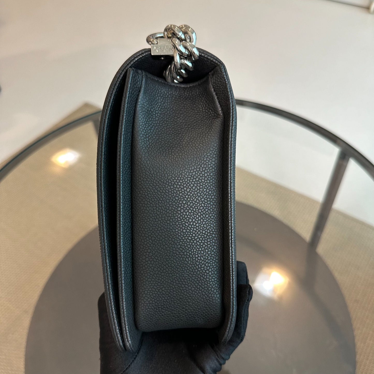 Caviar Boy Large 30CM Calfskin Leboy Black SHW No 17