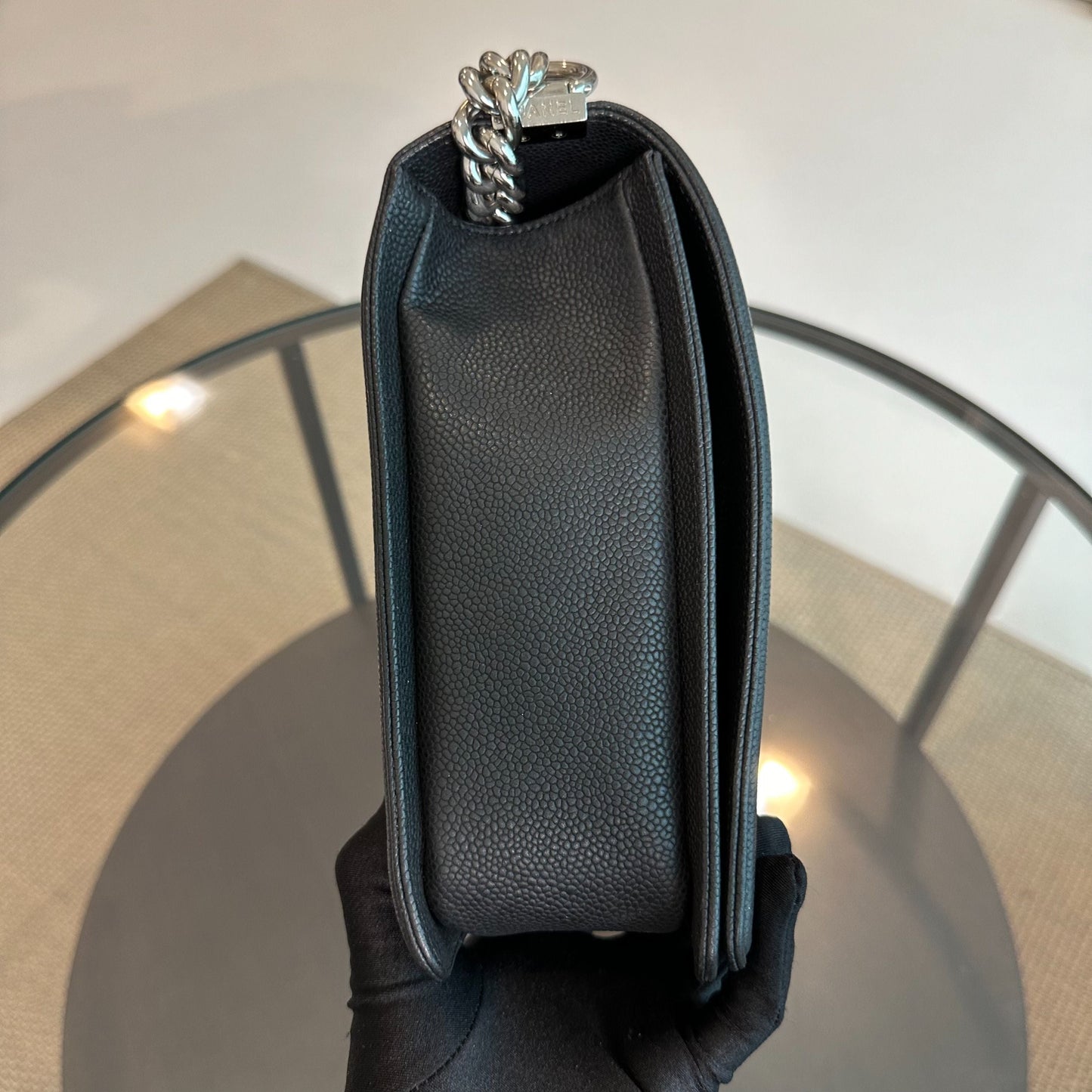 Caviar Boy Large 30CM Calfskin Leboy Black SHW No 17