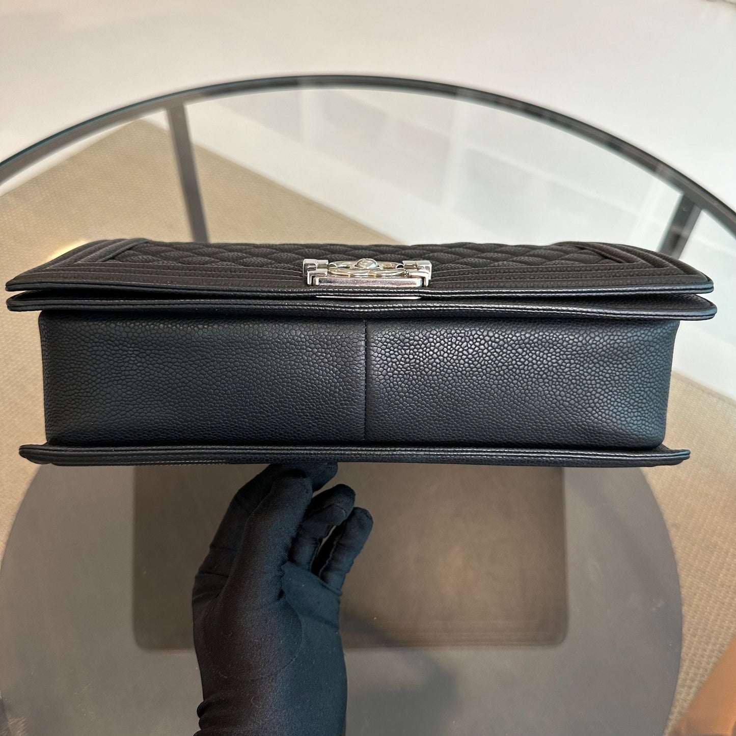 Caviar Boy Large 30CM Calfskin Leboy Black SHW No 17