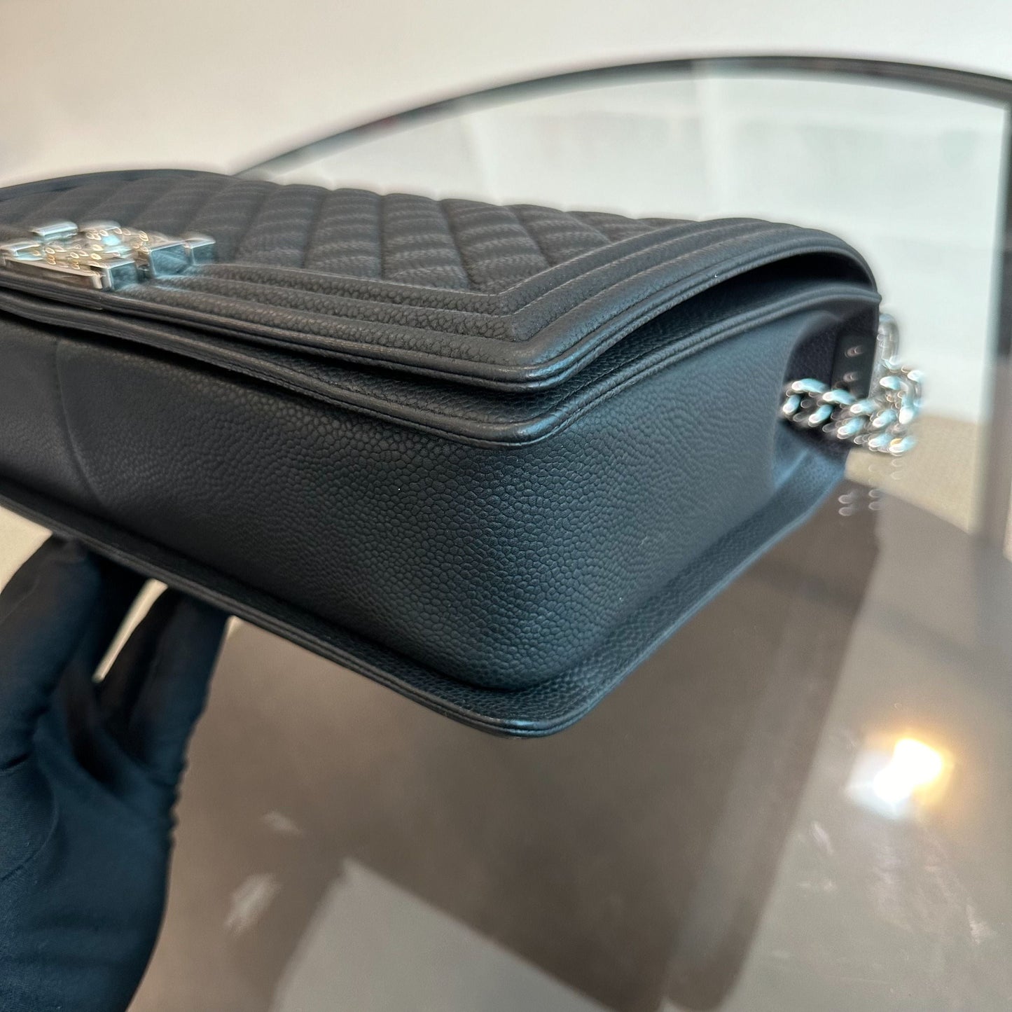 Caviar Boy Large 30CM Calfskin Leboy Black SHW No 17