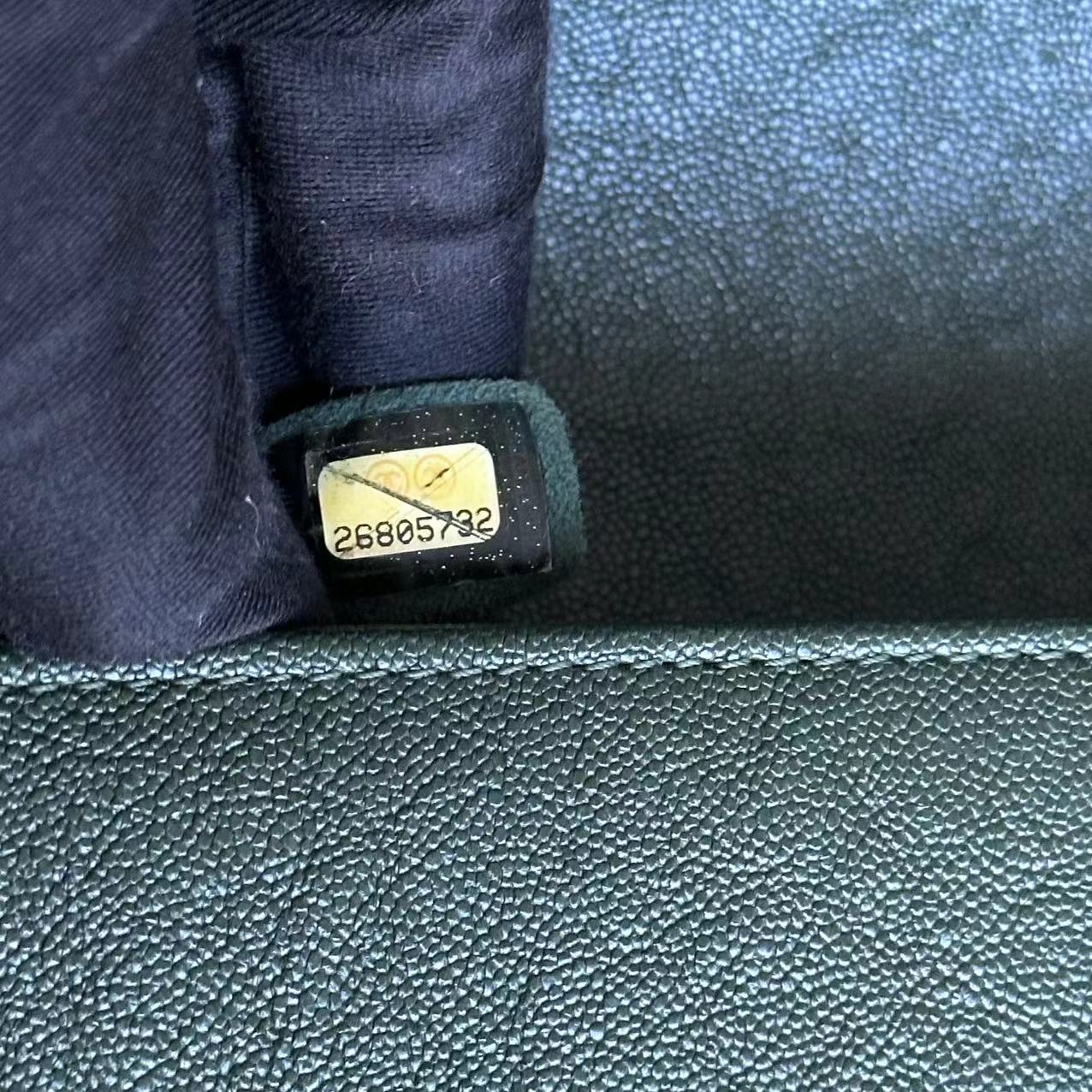 Caviar Boy New Medium 28CM Chevron Calfskin Leboy Dark Green GHW No 26
