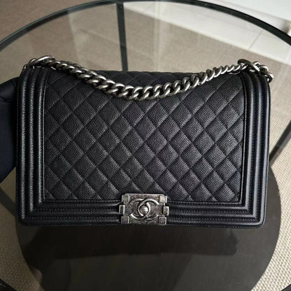 Caviar Boy New Medium 28CM Quilted Calfskin Leboy Black RSHW No 23