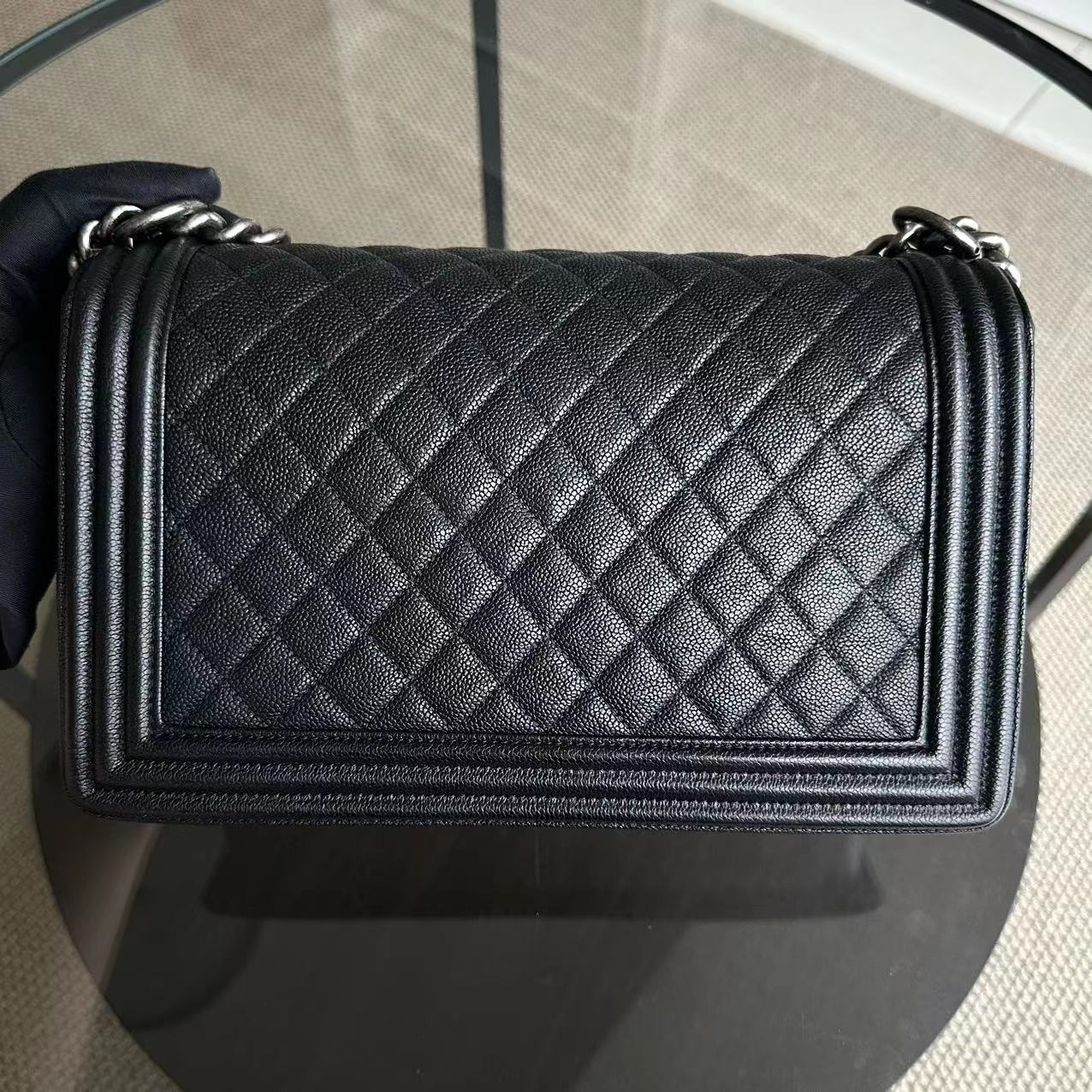 Caviar Boy New Medium 28CM Quilted Calfskin Leboy Black RSHW No 23