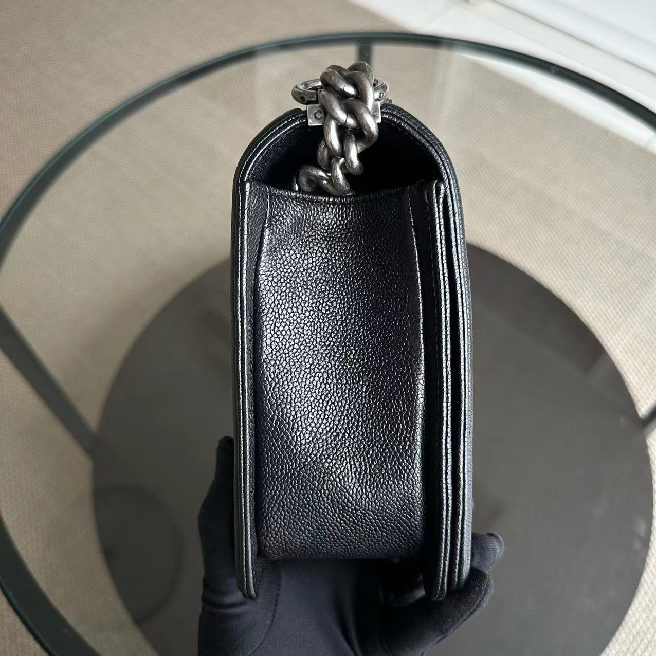 Caviar Boy New Medium 28CM Quilted Calfskin Leboy Black RSHW No 23