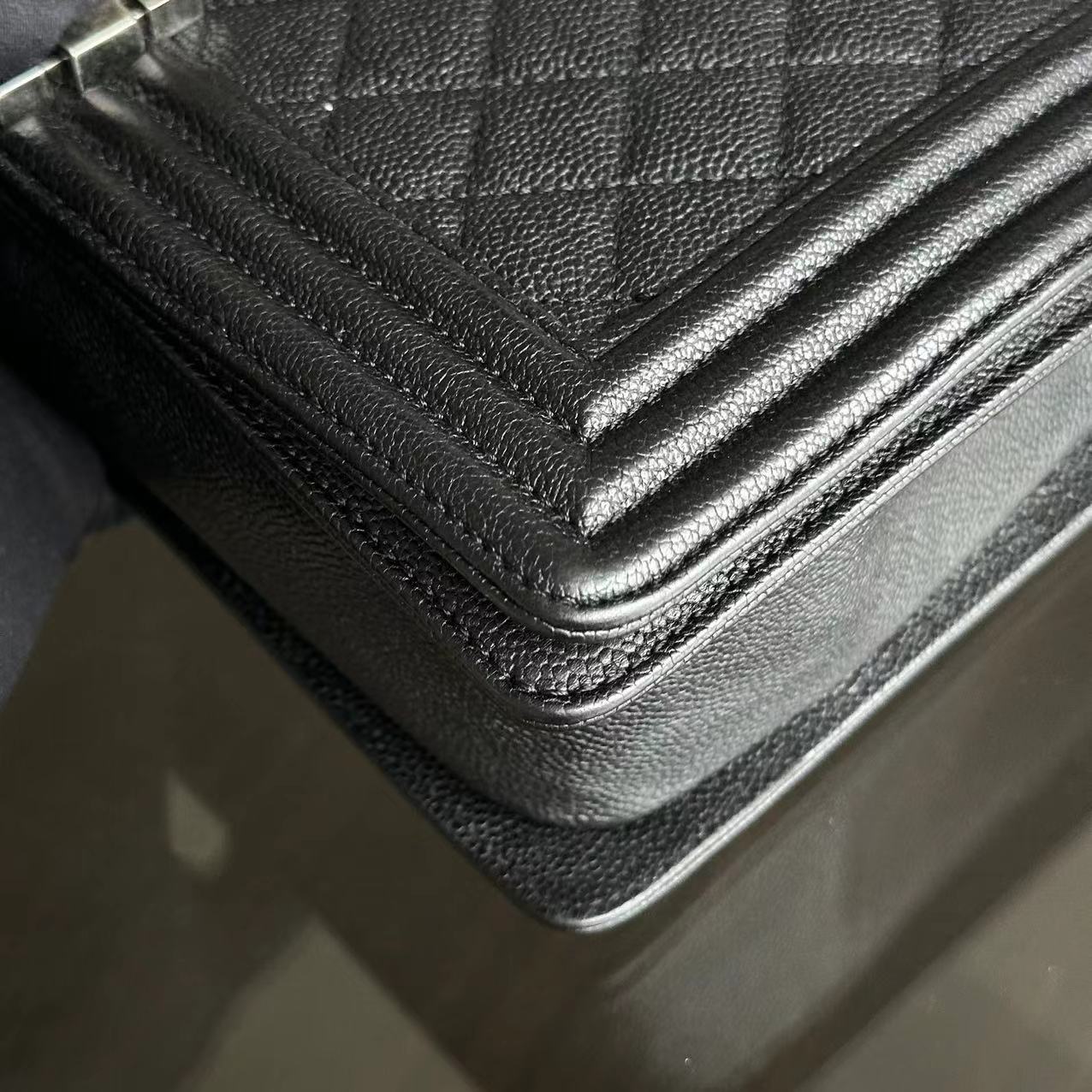 Caviar Boy New Medium 28CM Quilted Calfskin Leboy Black RSHW No 23