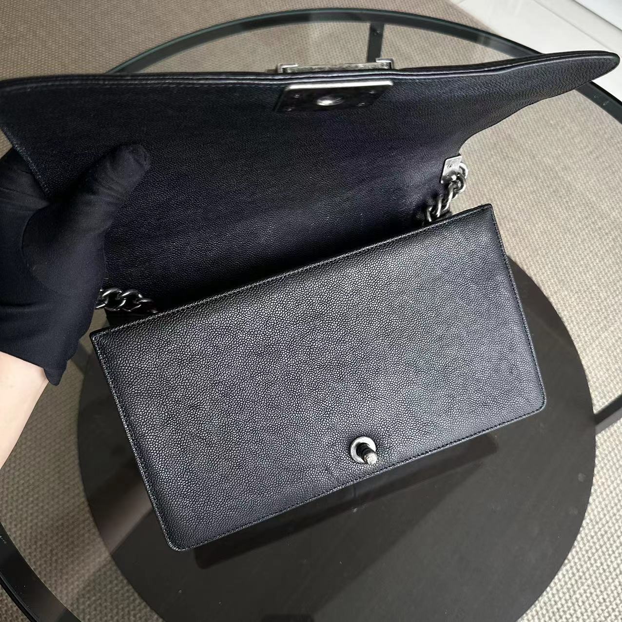Caviar Boy New Medium 28CM Quilted Calfskin Leboy Black RSHW No 23