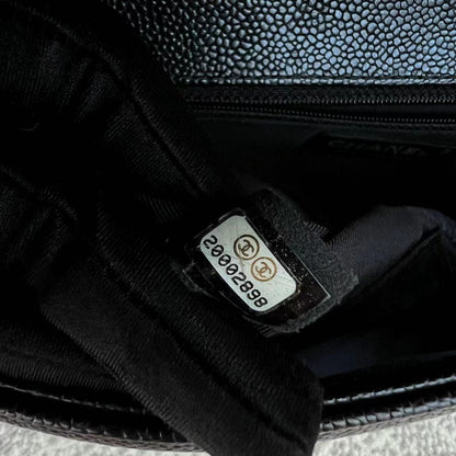 Caviar Boy New Medium 28CM Quilted Grained Calfskin Leboy Black Silver Hardware Series 20