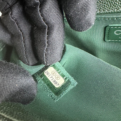 Caviar Boy Old Medium 25CM Chevron Calfskin Leboy Dark Green RSHW No 26