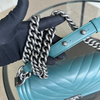 Caviar Boy Old Medium 25CM Chevron Green Blue Leboy RSHW No 24