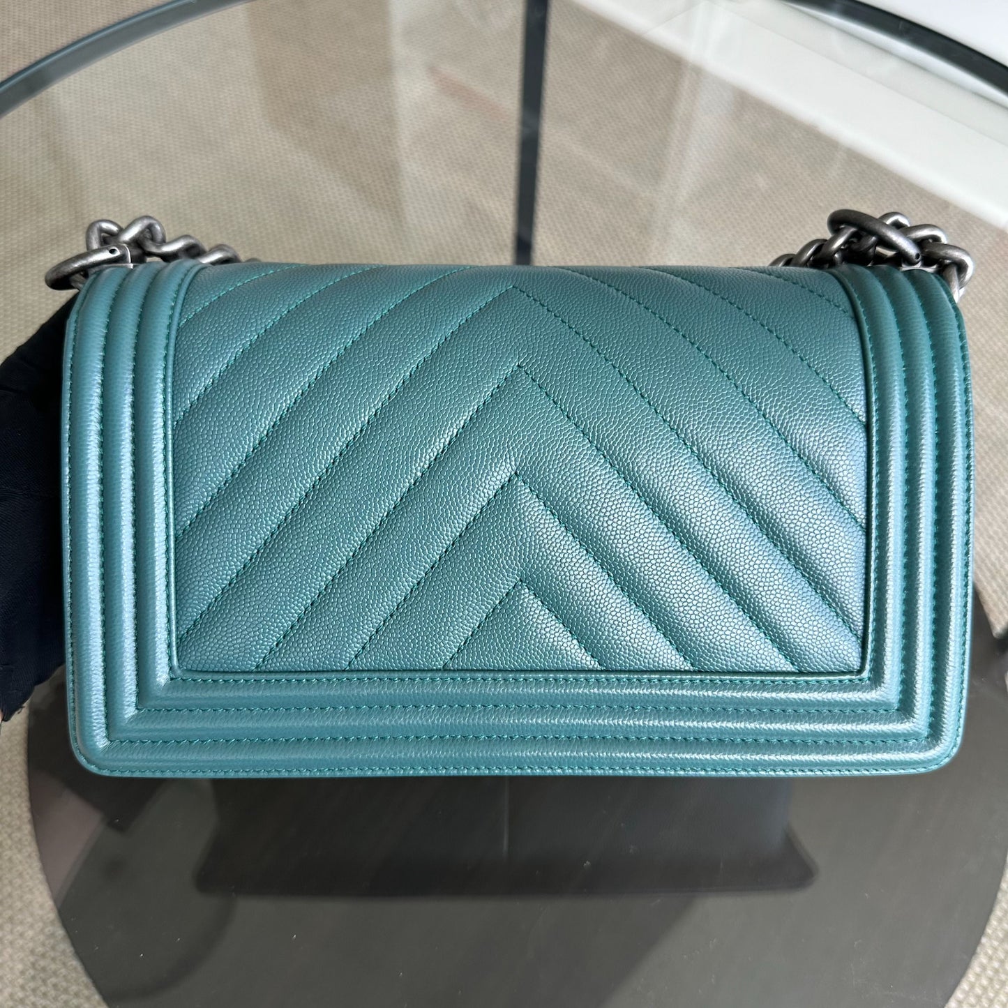 Caviar Boy Old Medium 25CM Chevron Green Blue Leboy RSHW No 24