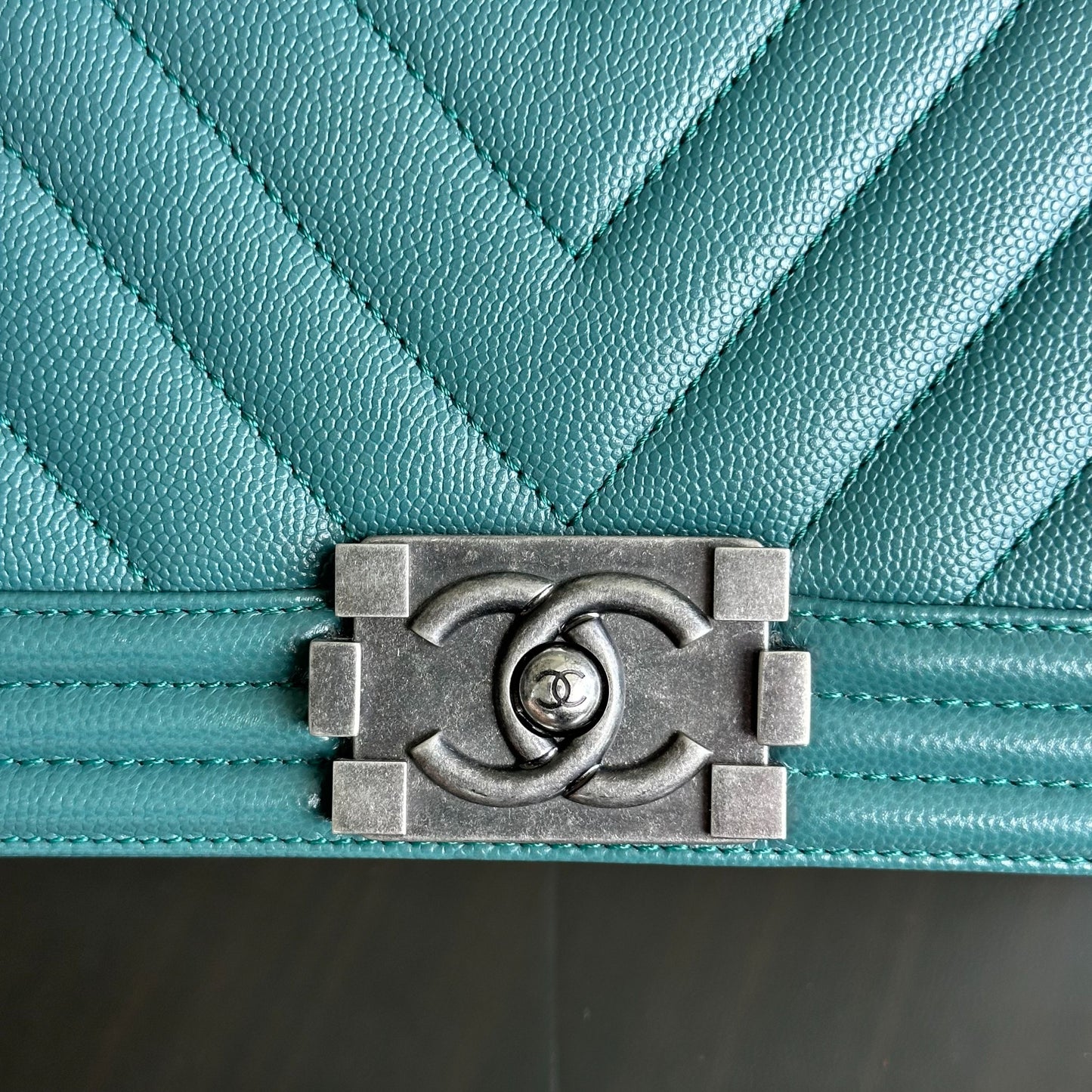 Caviar Boy Old Medium 25CM Chevron Green Blue Leboy RSHW No 24