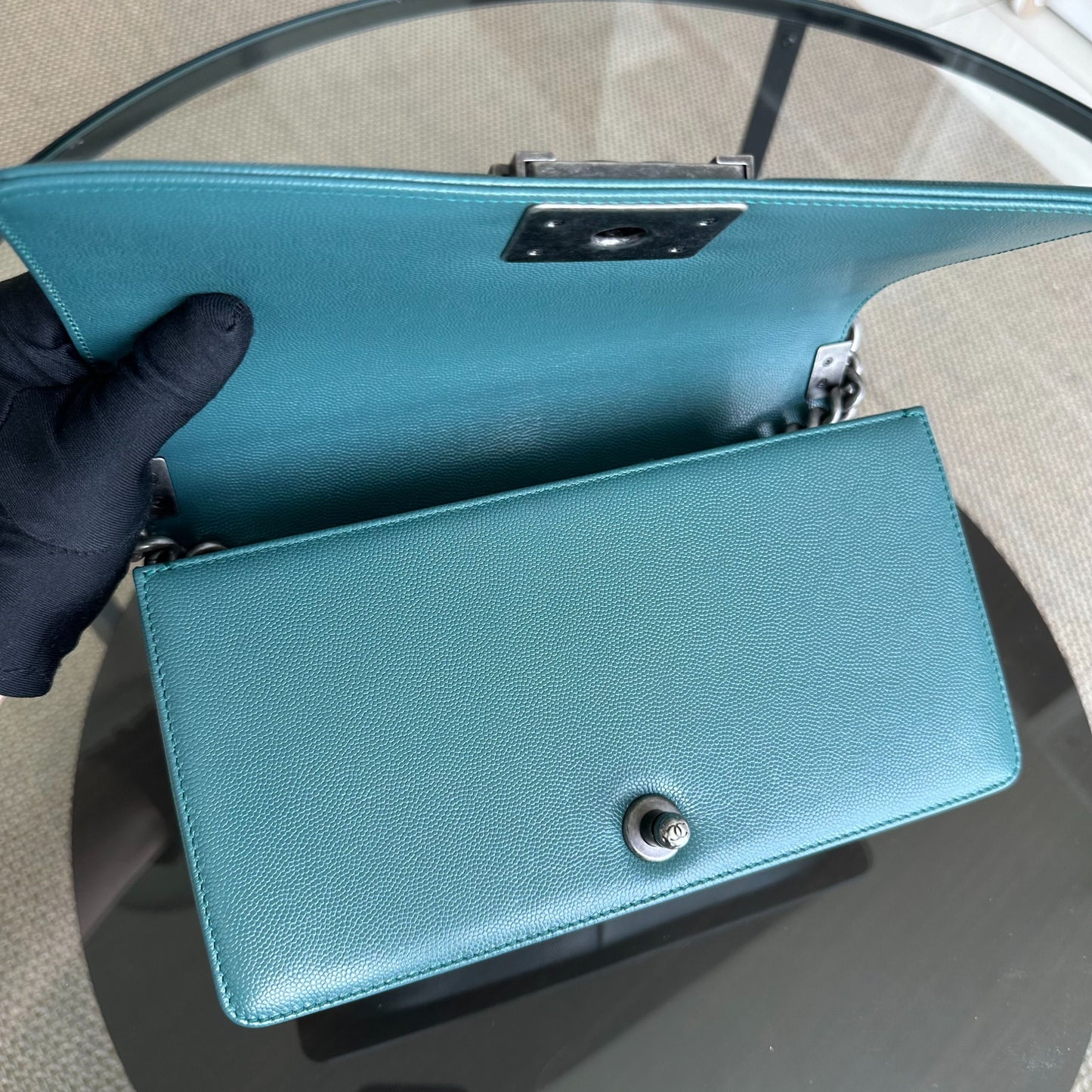 Caviar Boy Old Medium 25CM Chevron Green Blue Leboy RSHW No 24