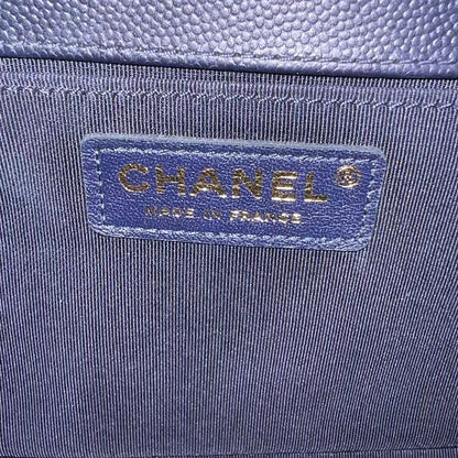 Caviar Boy Old Medium 25CM Quilted Calfskin Dark Blue Leboy GHW No 23