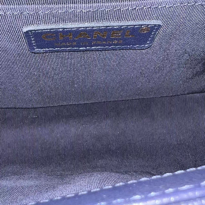 Caviar Boy Old Medium 25CM Quilted Calfskin Dark Blue Leboy GHW No 23