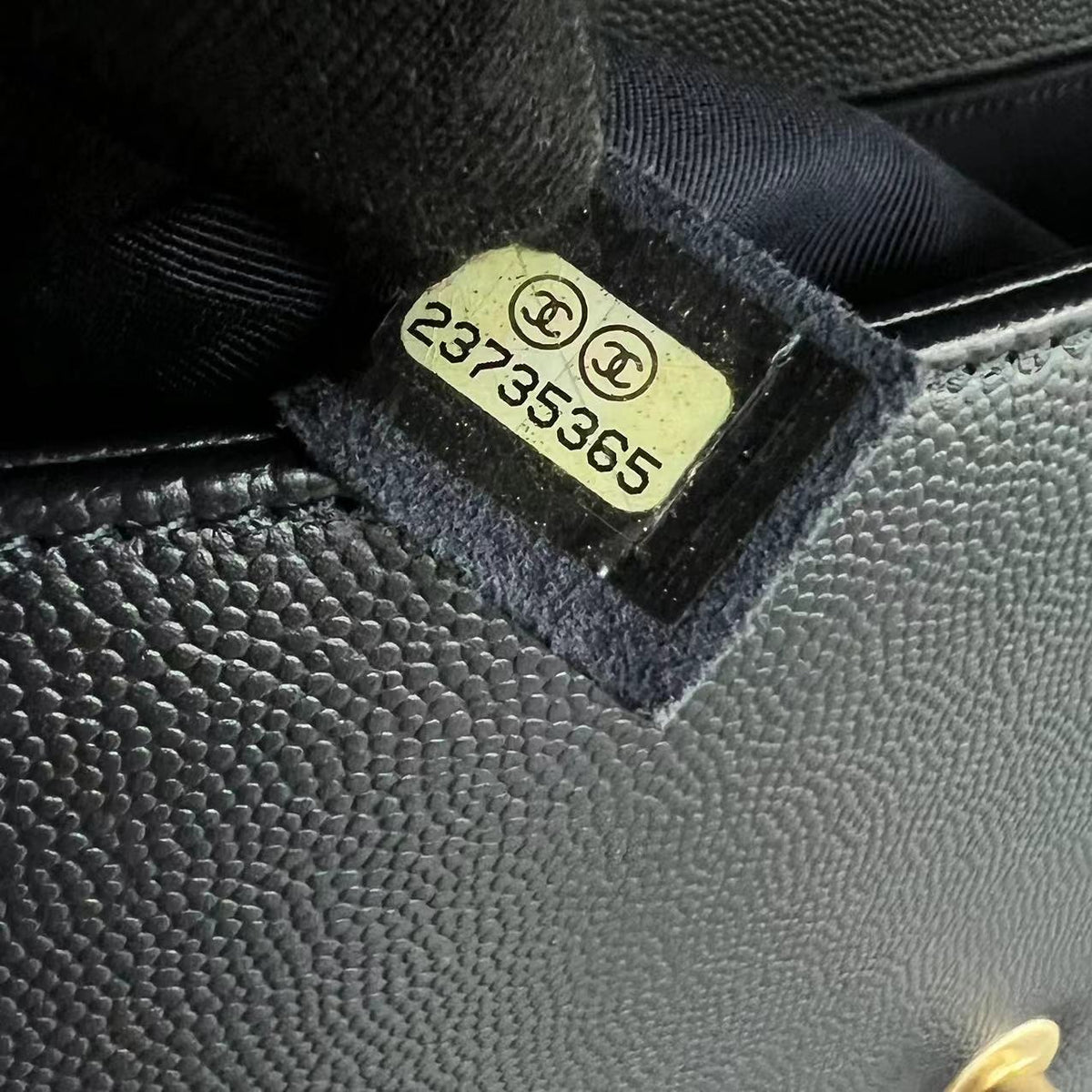 Caviar Boy Old Medium 25CM Quilted Calfskin Dark Blue Leboy GHW No 23