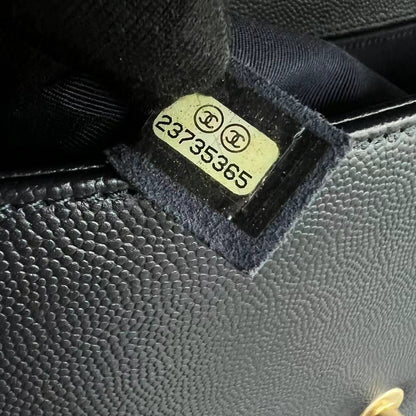 Caviar Boy Old Medium 25CM Quilted Calfskin Dark Blue Leboy GHW No 23