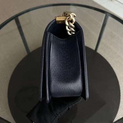 Caviar Boy Old Medium 25CM Quilted Calfskin Dark Blue Leboy GHW No 23