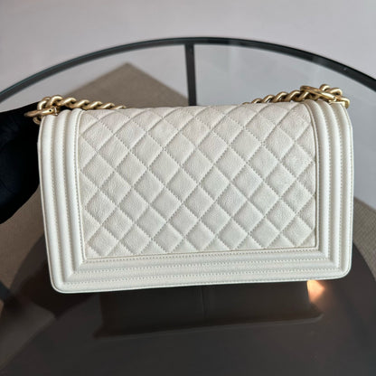 Caviar Boy Old Medium 25CM Quilted Leboy White GHW No 27