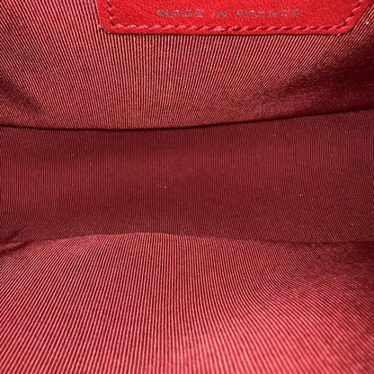 Caviar Boy Old Medium 25CM Quilted Suede Calfskin Red Leboy Silver Hardware Series 18