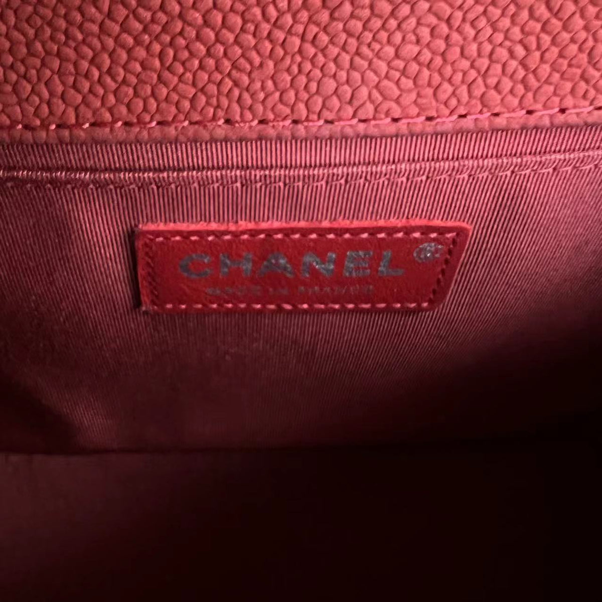 Caviar Boy Old Medium 25CM Quilted Suede Calfskin Red Leboy Silver Hardware Series 18