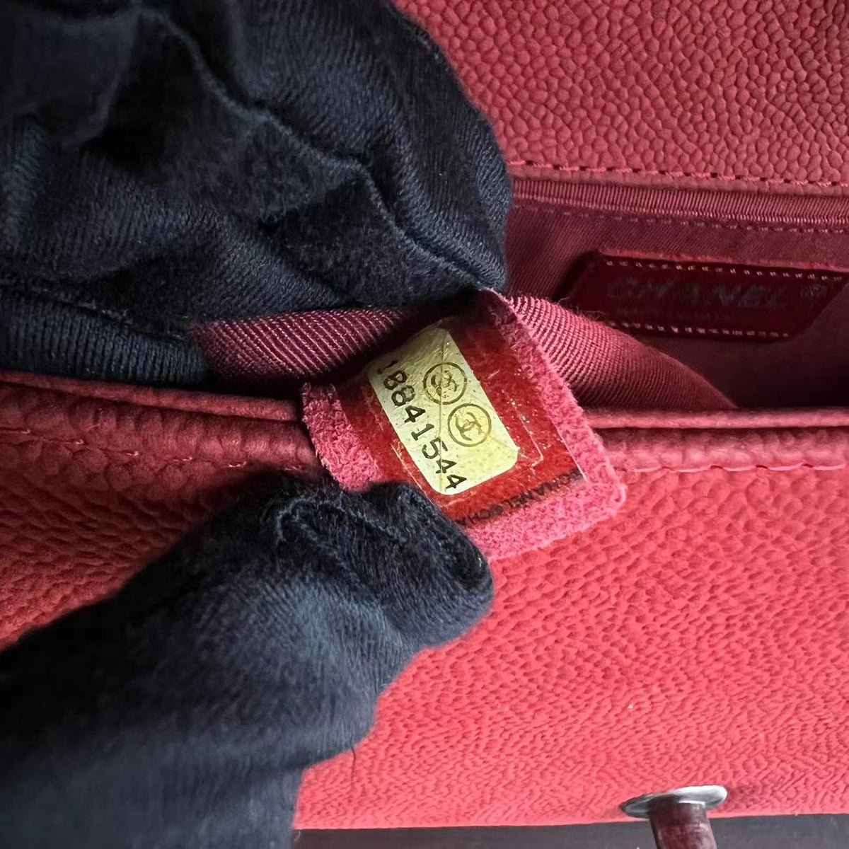 Caviar Boy Old Medium 25CM Quilted Suede Calfskin Red Leboy Silver Hardware Series 18