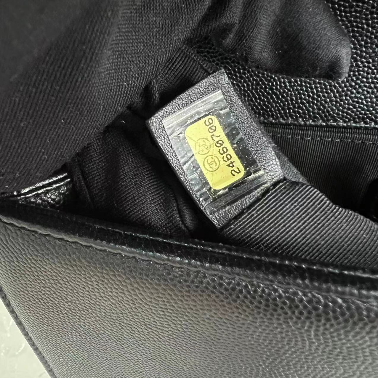 Caviar Boy Old Medium Chevron Grained Calfskin Black Silver Hardware Series 25
