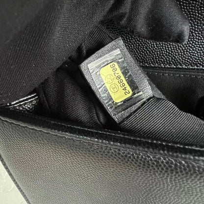 Caviar Boy Old Medium Chevron Grained Calfskin Black Silver Hardware Series 25