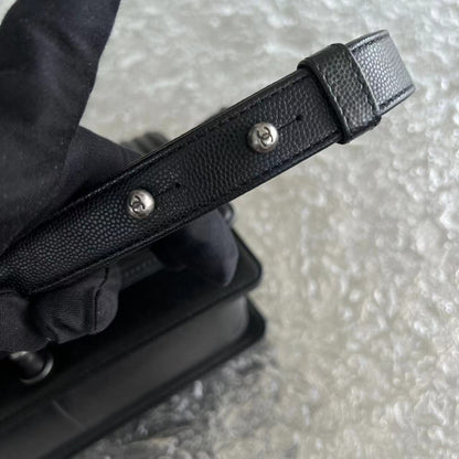 Caviar Boy Old Medium Chevron Grained Calfskin Black Silver Hardware Series 25