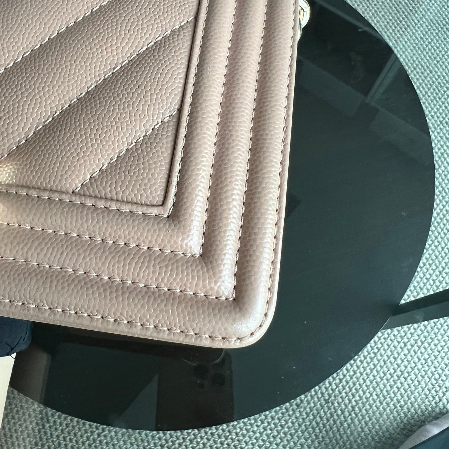 Caviar Boy Small 20CM Chevron Pink Nude Grained Calfskin Gold Hardware Series 25