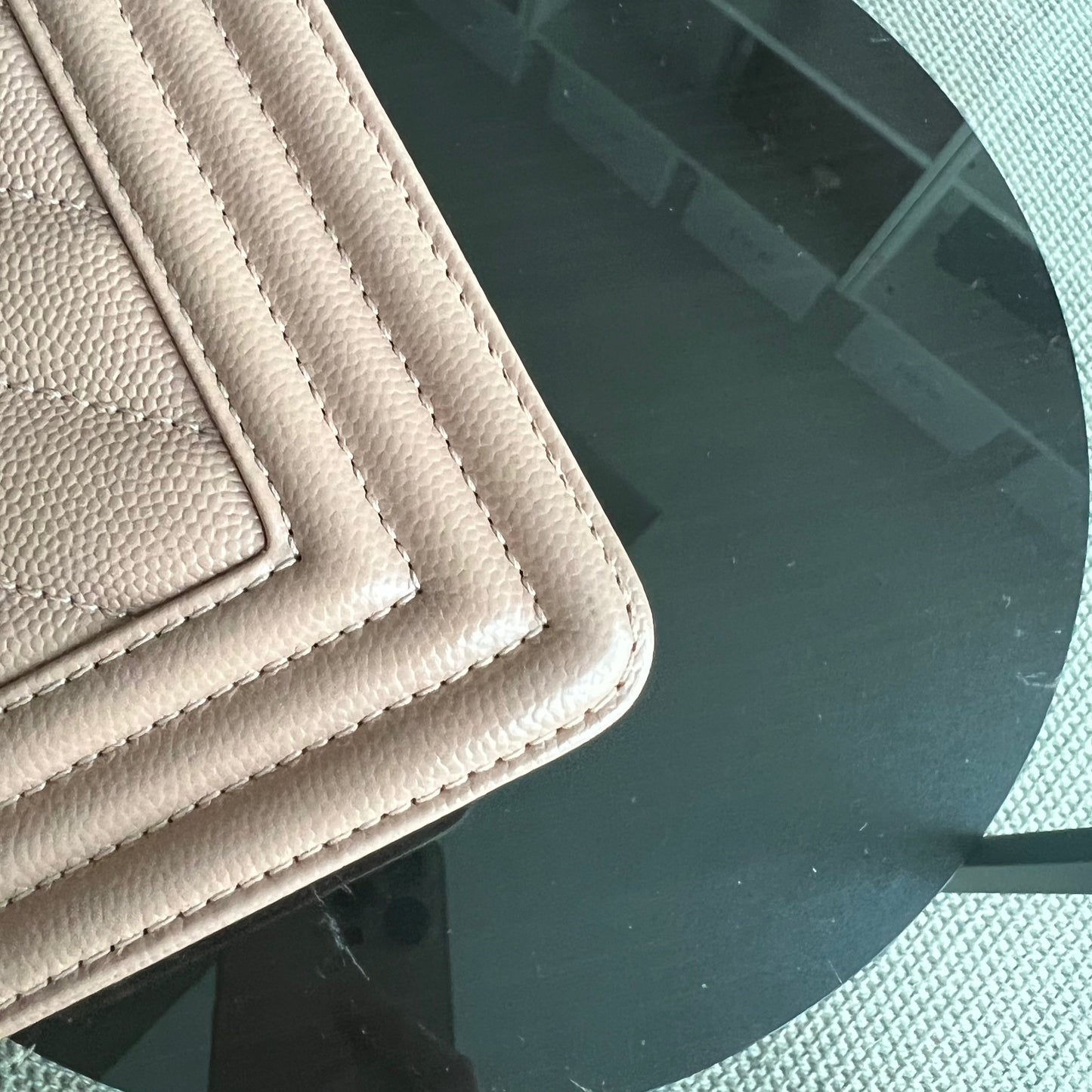 Caviar Boy Small 20CM Chevron Pink Nude Grained Calfskin Gold Hardware Series 25
