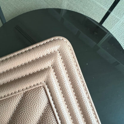 Caviar Boy Small 20CM Chevron Pink Nude Grained Calfskin Gold Hardware Series 25