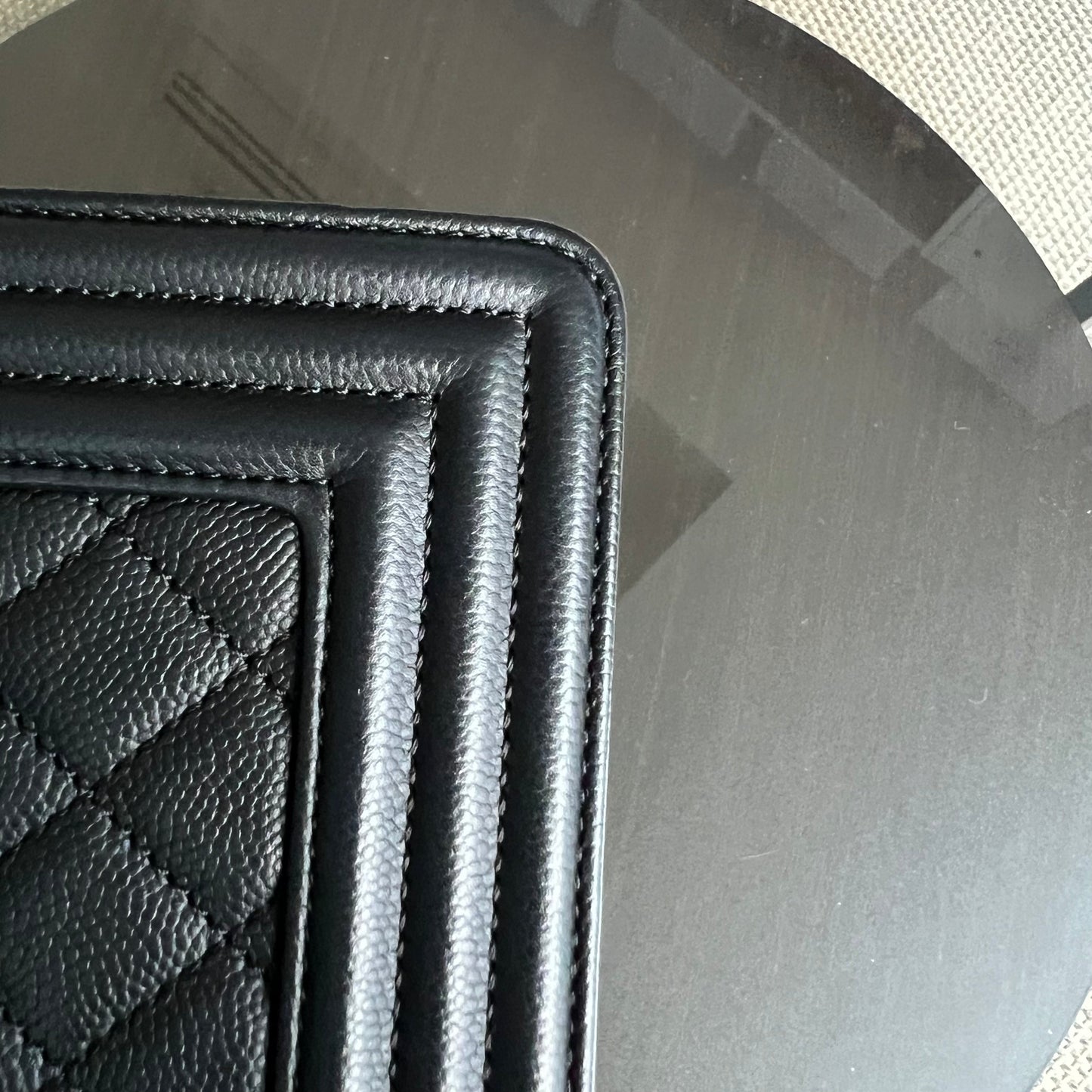 Caviar Boy Small 20CM Quilted Grained Calfskin Black Leboy Golden Hardware Series 24