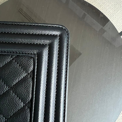 Caviar Boy Small 20CM Quilted Grained Calfskin Black Leboy Golden Hardware Series 24