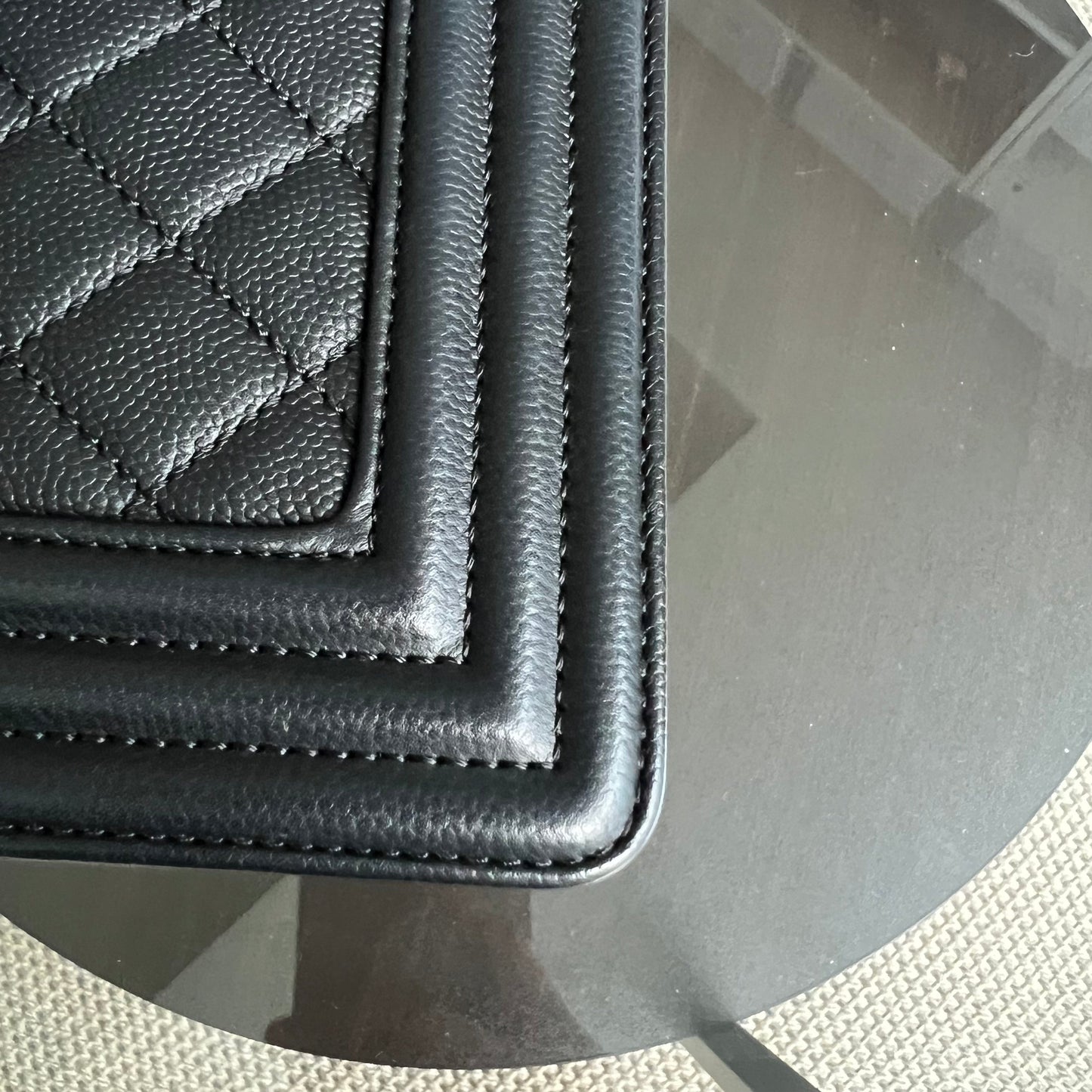 Caviar Boy Small 20CM Quilted Grained Calfskin Black Leboy Golden Hardware Series 24