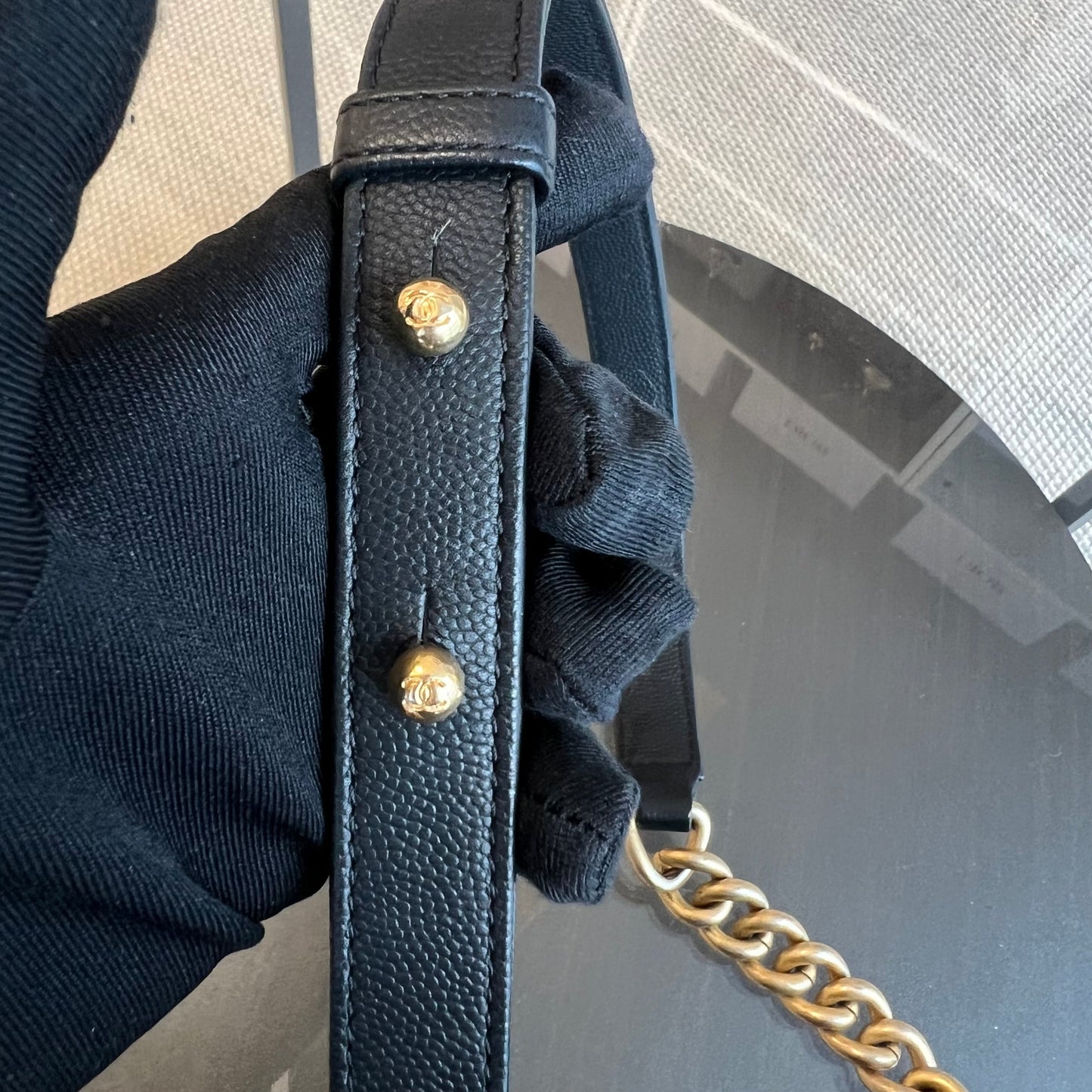 Caviar Boy Small 20CM Quilted Grained Calfskin Black Leboy Golden Hardware Series 24