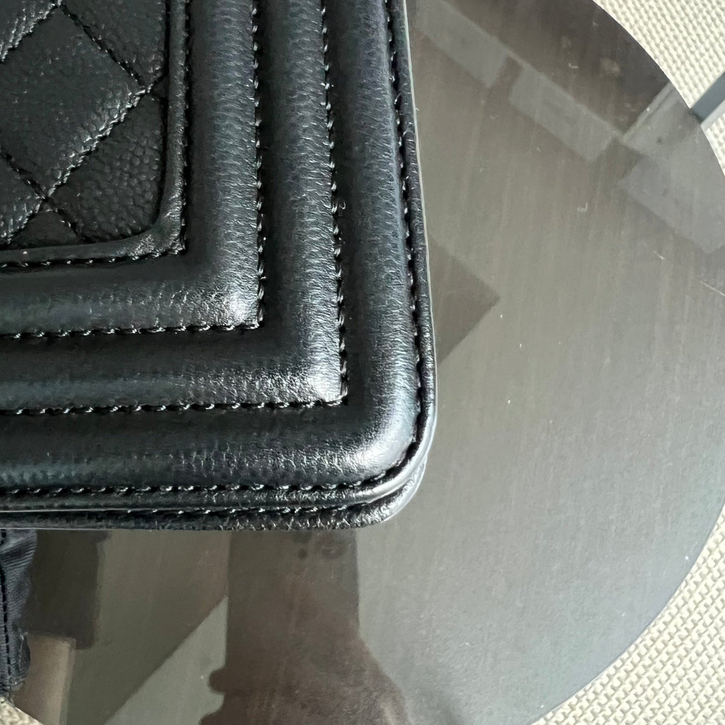 Caviar Boy Small 20CM Quilted Grained Calfskin Black Leboy Golden Hardware Series 24