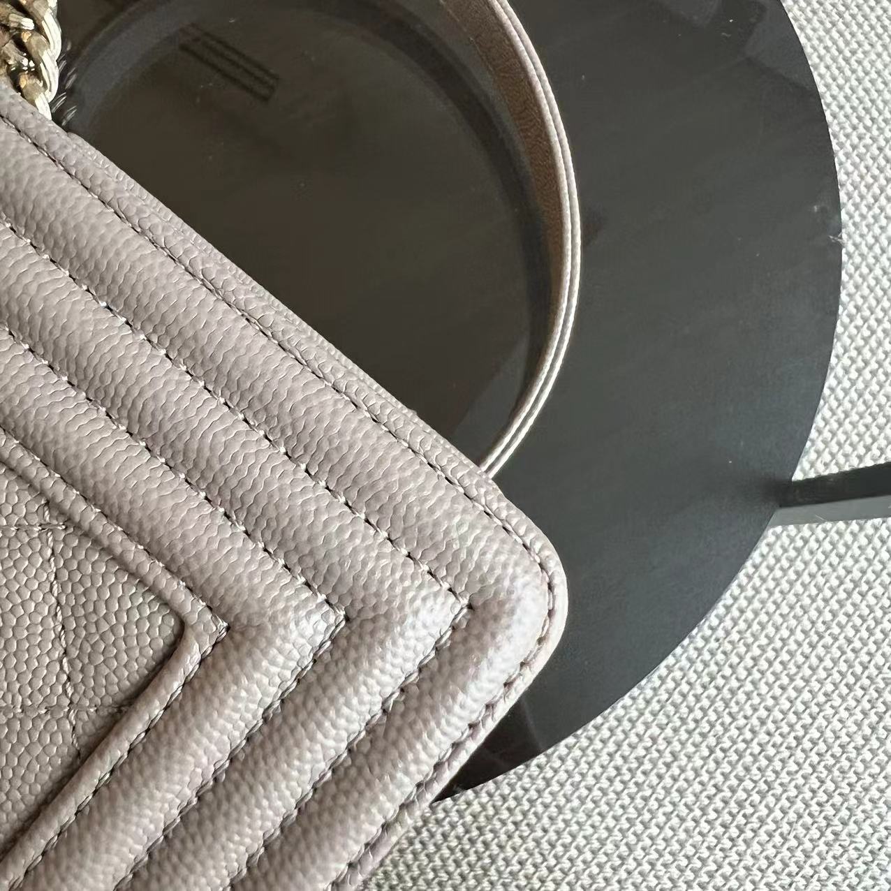 Caviar Boy Small 20CM Quilted Grained Calfskin Light Grey Gray Golden Hardware Series 23